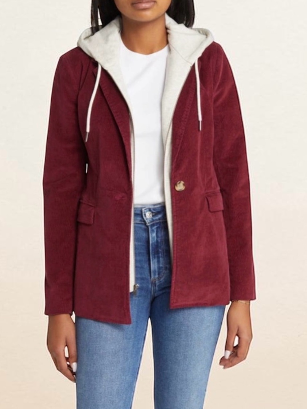 Caslon Courderoy Blazer Jacket awith Removeable Hood.  Sz 3X.